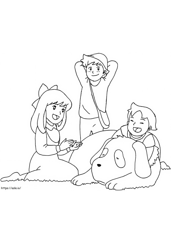 Coloriage Heidi et ses amis à imprimer dessin