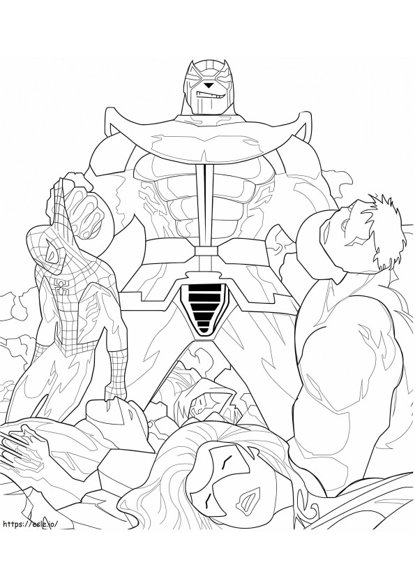 Coloriage Thanos contre les Vengeurs à imprimer dessin