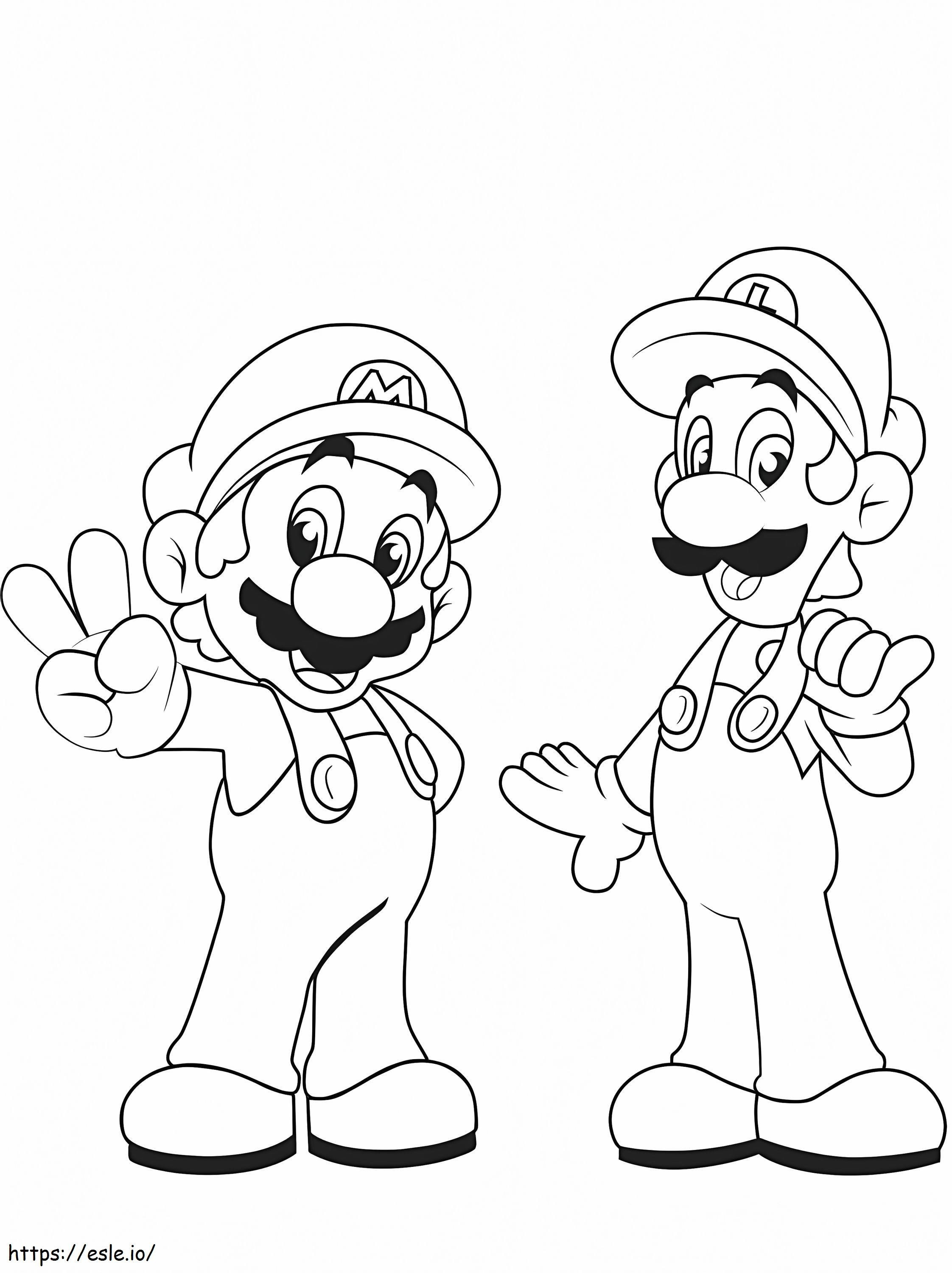 Luigi met Mario kleurplaat kleurplaat