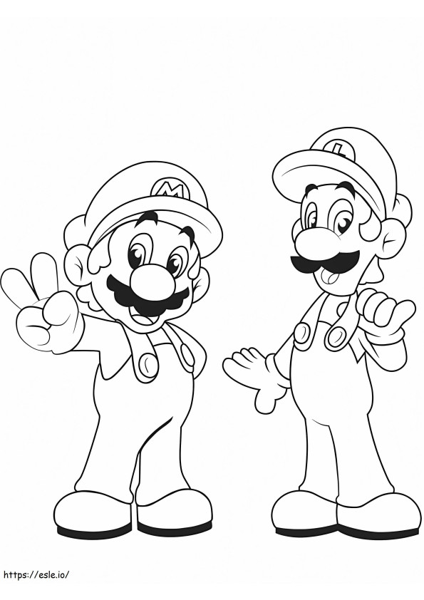 Coloriage Luigi avec Mario à imprimer dessin