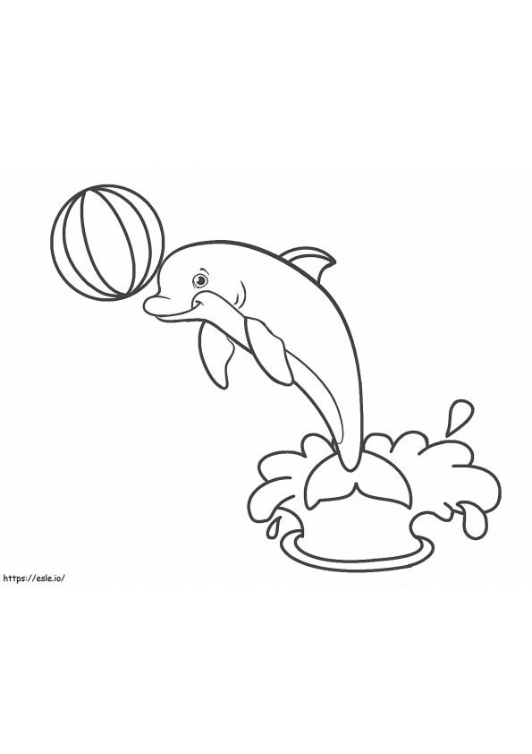 Delfín con pelota para colorear