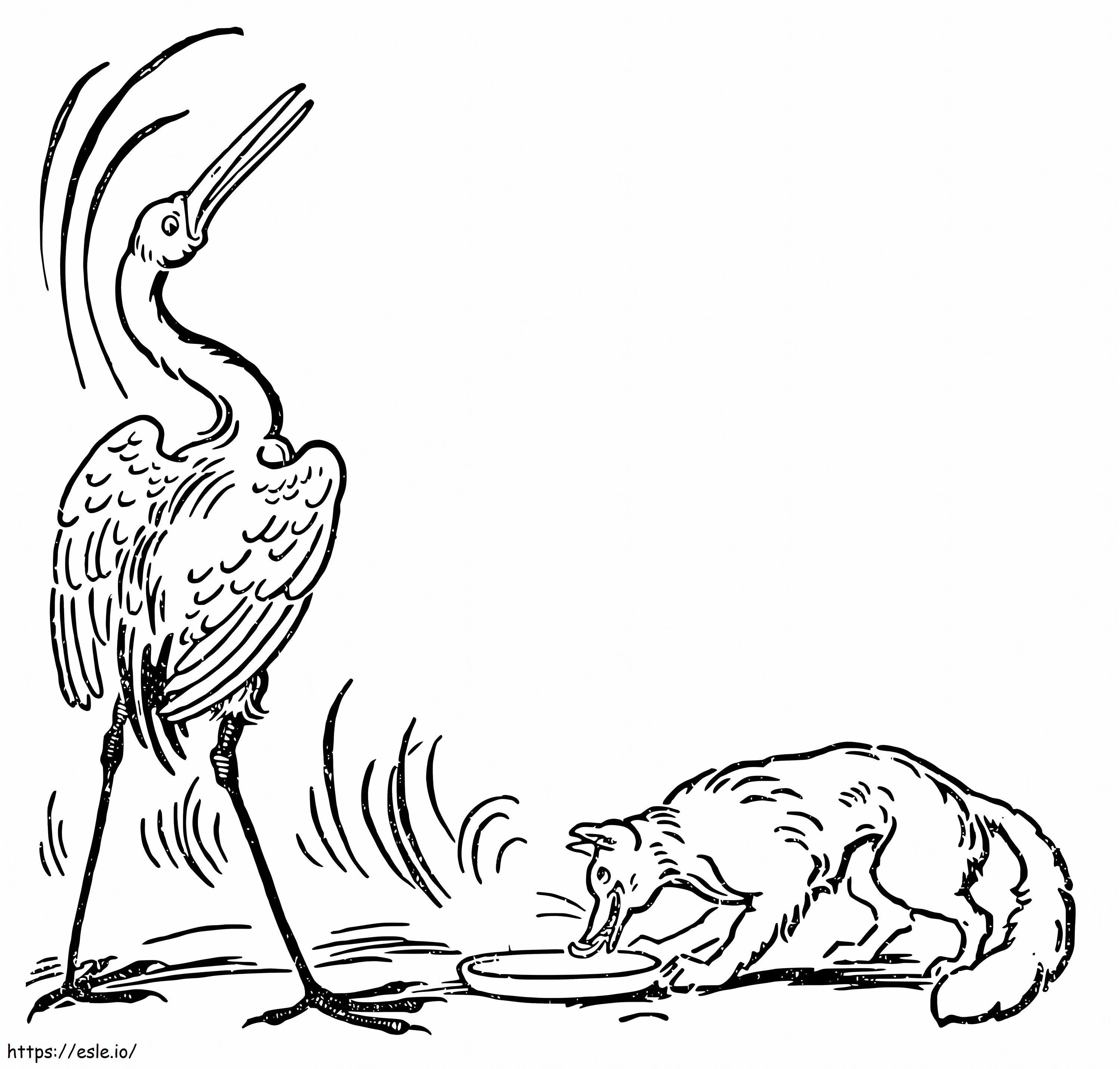 Stork And Fox Eating coloring page