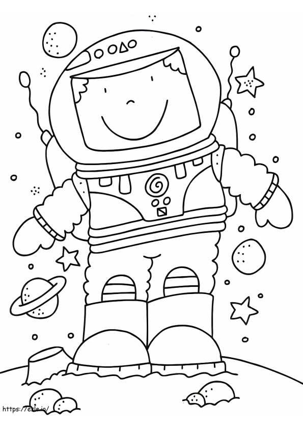 シンプルな宇宙飛行士 ぬりえ - 塗り絵