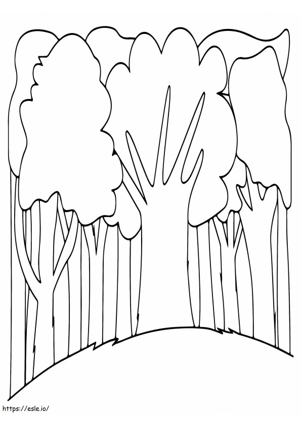 森の中の単純な木 ぬりえ - 塗り絵
