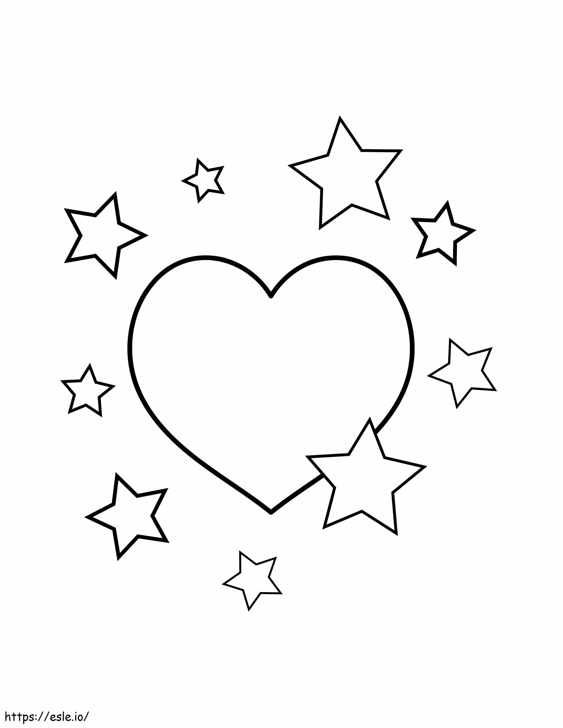 Coloriage Étoiles et coeur à l'échelle à imprimer dessin