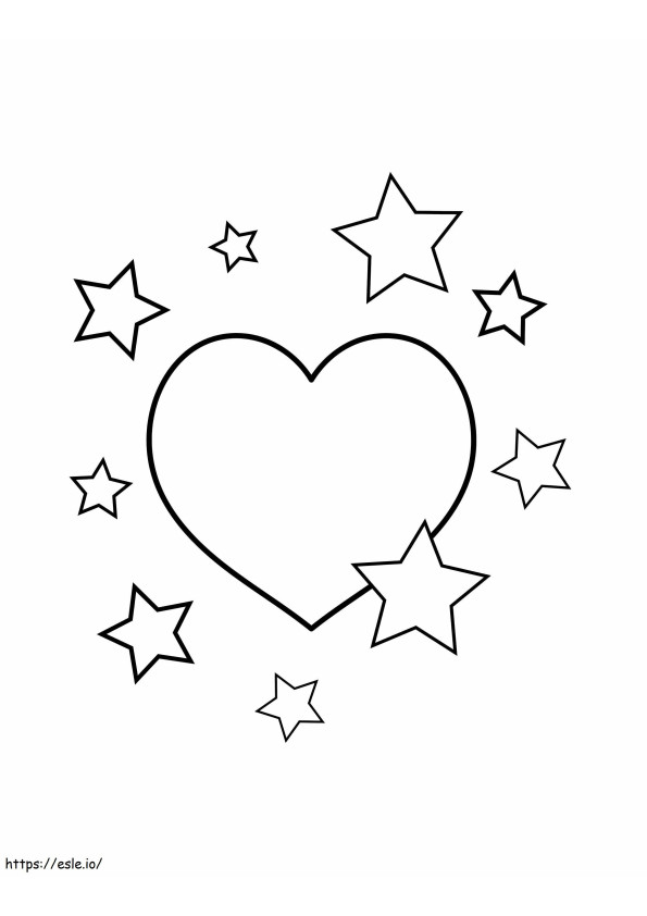 Estrelas e coração em escala para colorir