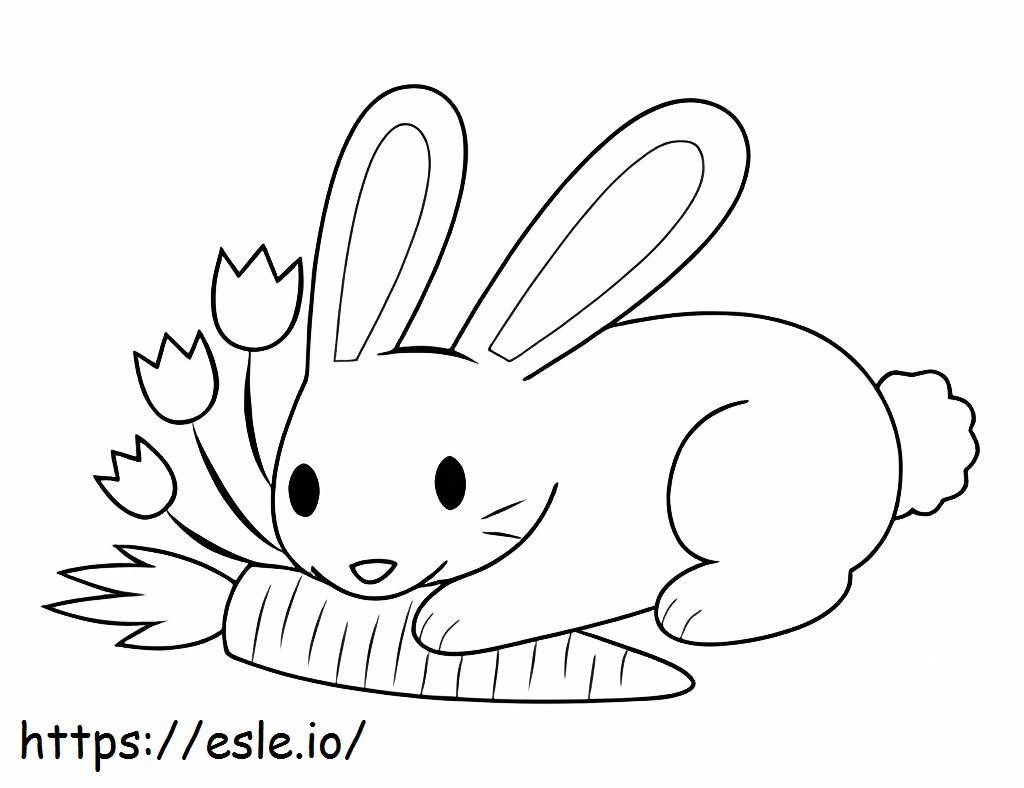 Conejito comiendo zanahoria para colorear