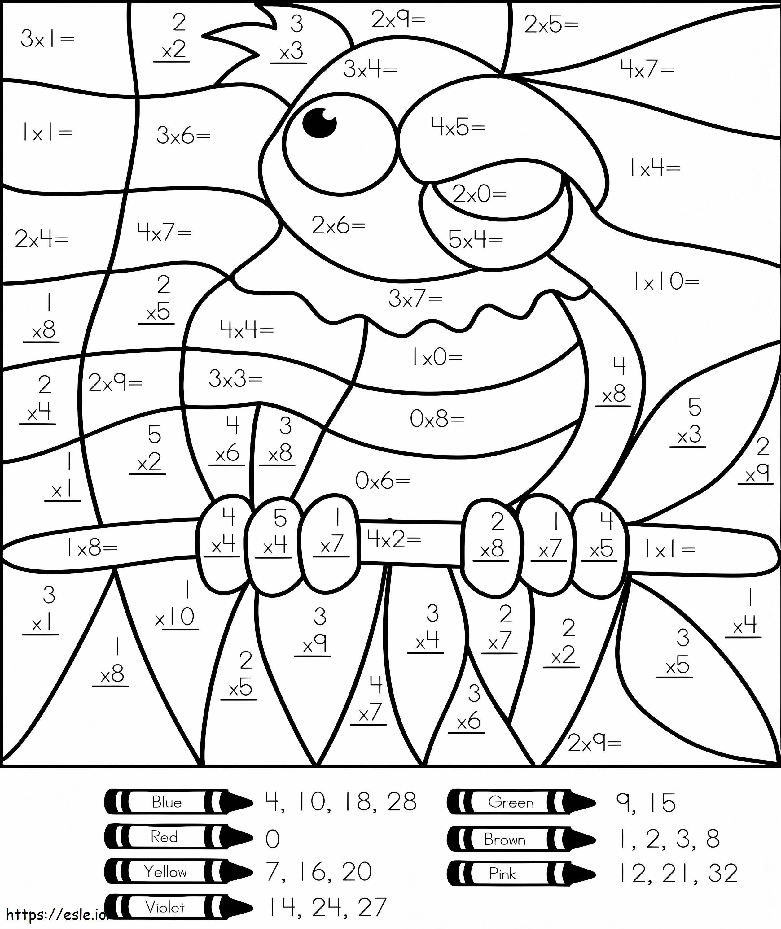 Coloriage Multiplication de perroquet couleur par numéro à imprimer dessin