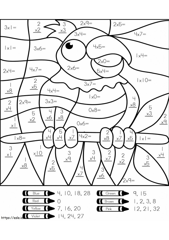 Parrot Multiplication Color By Number coloring page