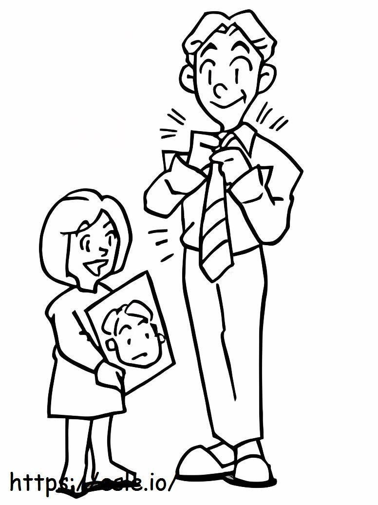 Daughter Gives A Photo To Her Father coloring page