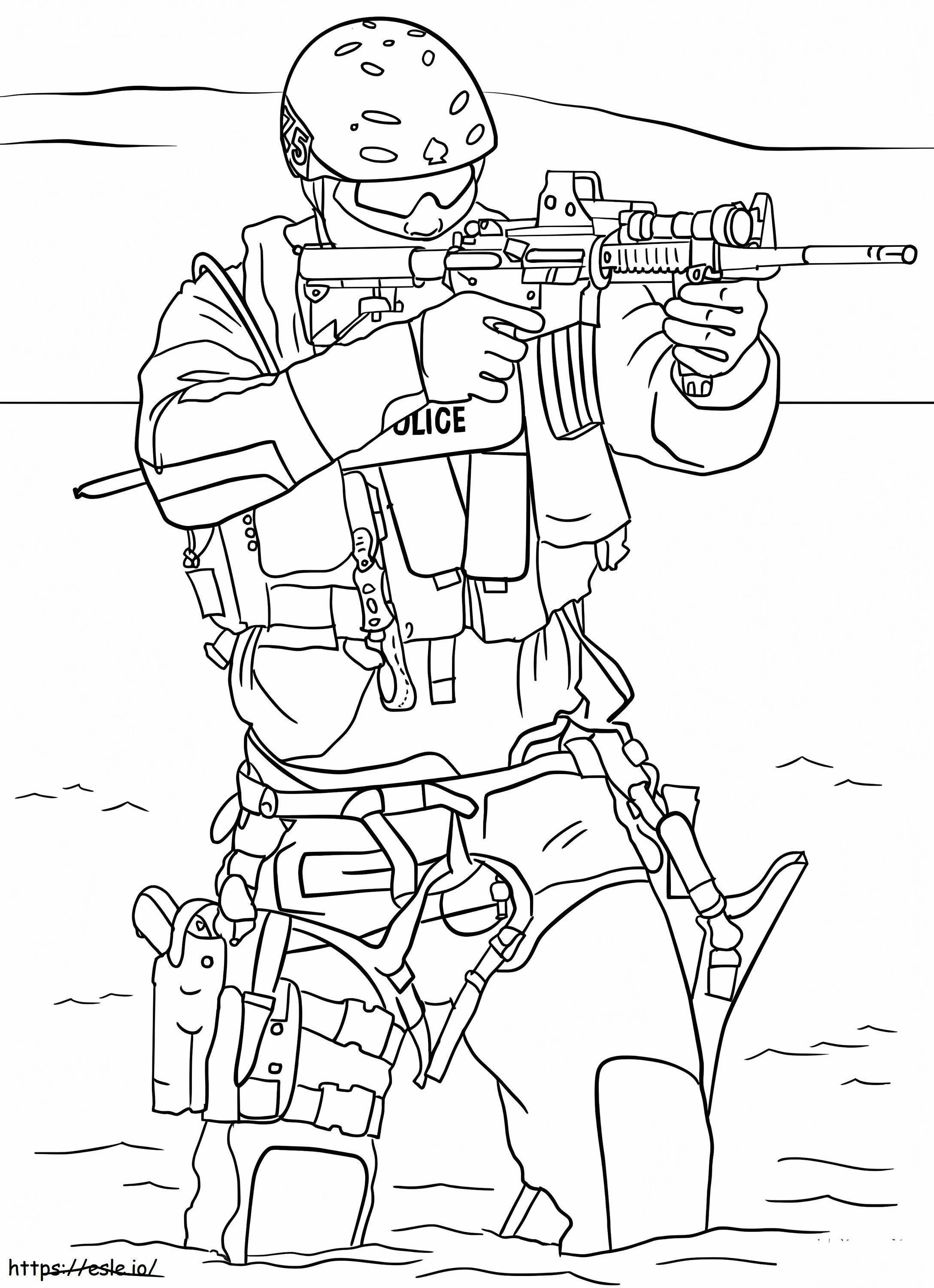 Swat Police With Gun coloring page
