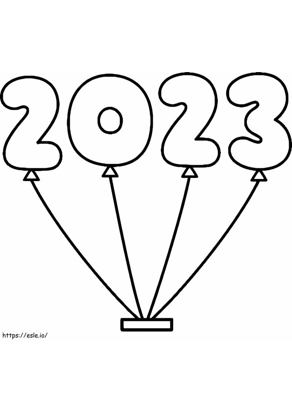 Year 2023 Balloons coloring page
