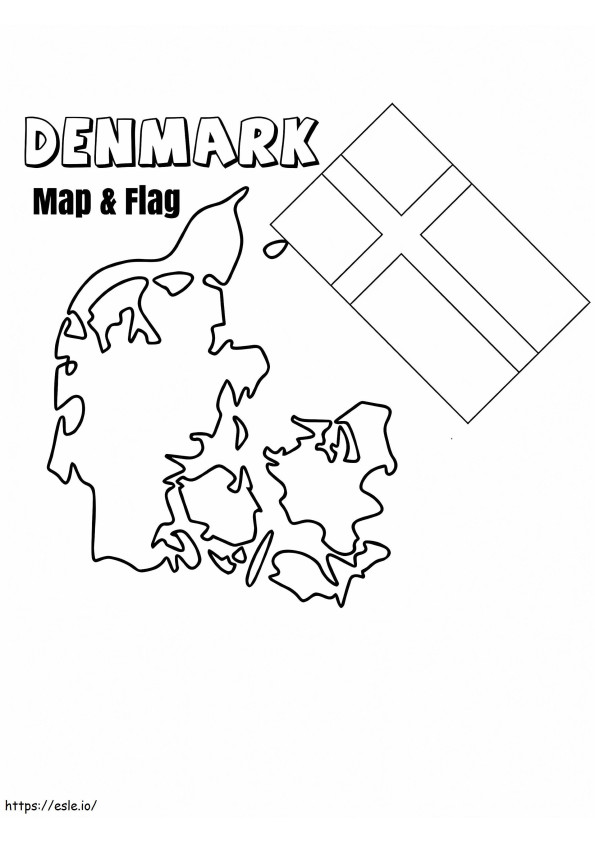 Dänemark-Karte und Flagge