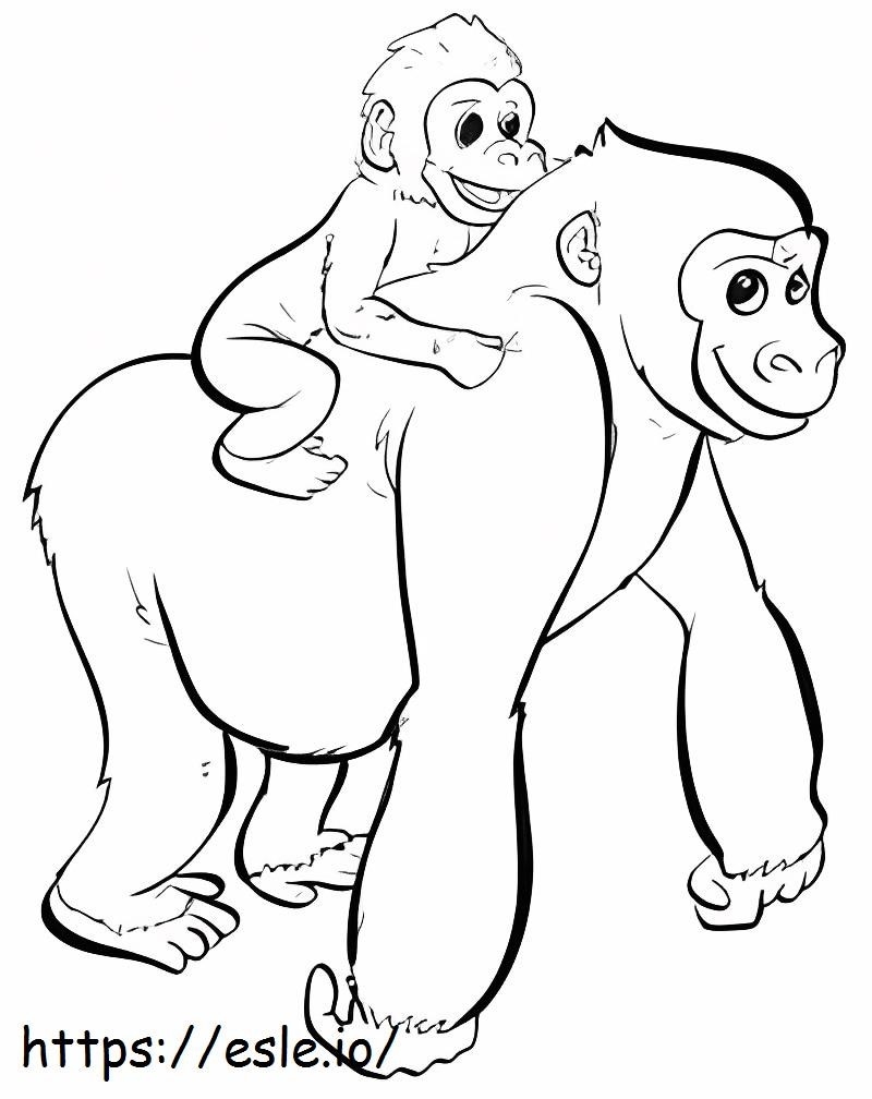 Mother And Son Gorilla coloring page