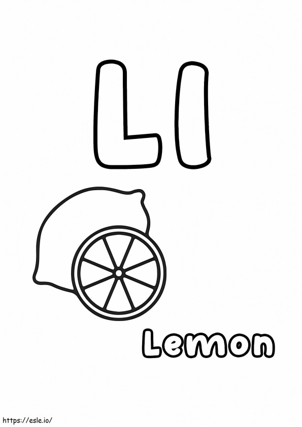 Letter L And Lemon coloring page