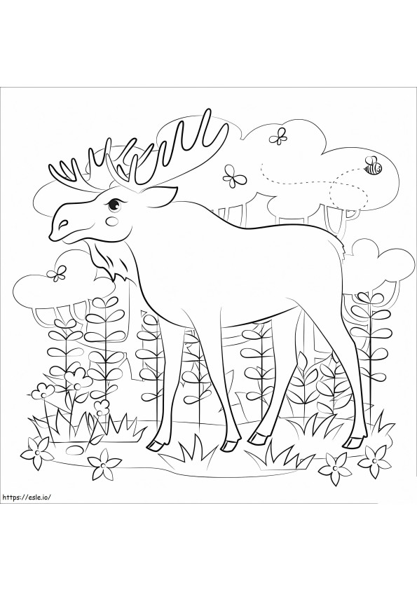 Moose In The Wood coloring page