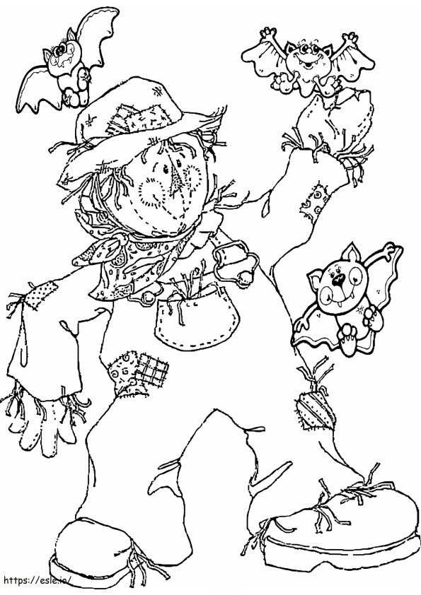 Scarecrow And Bat coloring page
