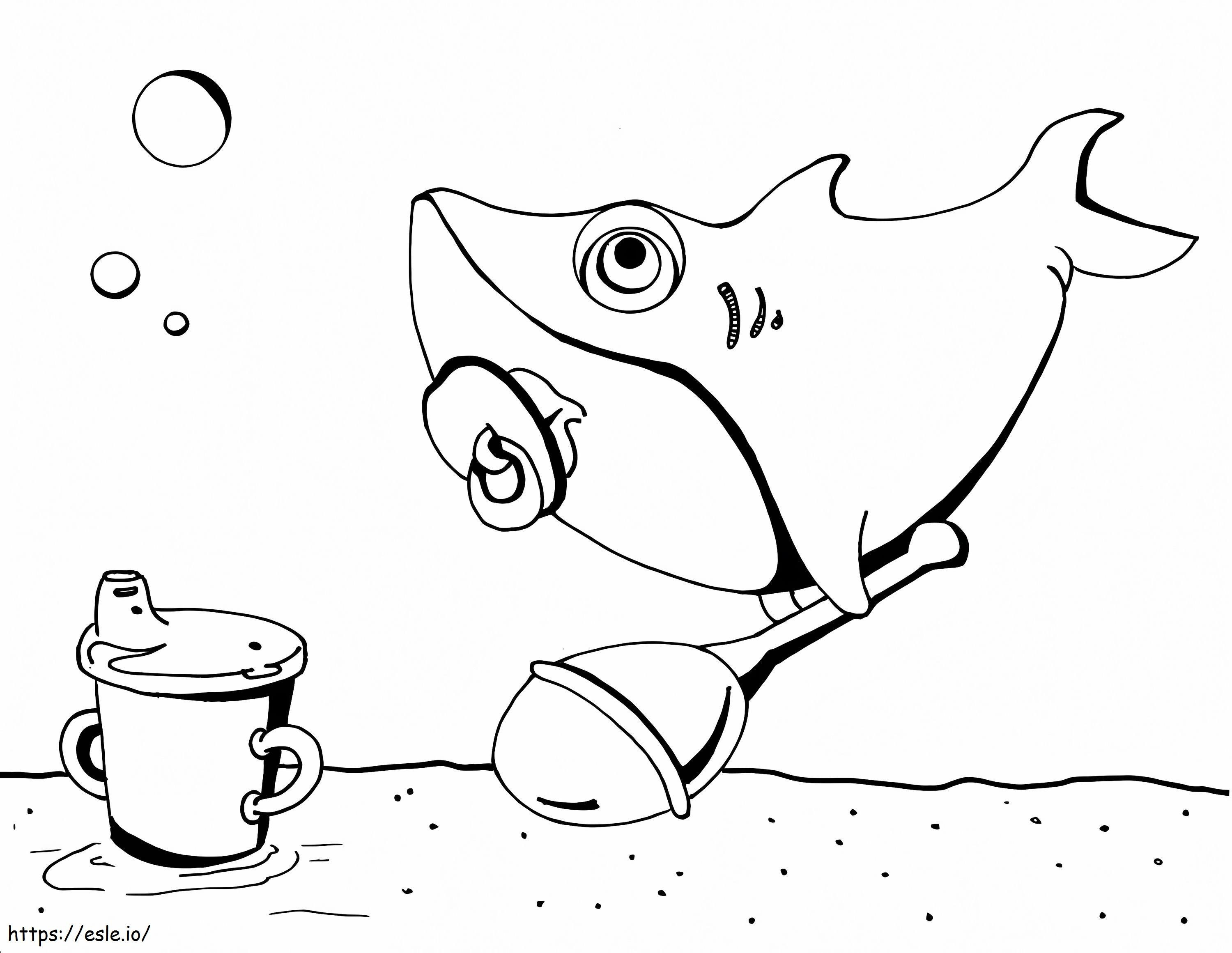 Coloriage Bébé requin 1 à imprimer dessin
