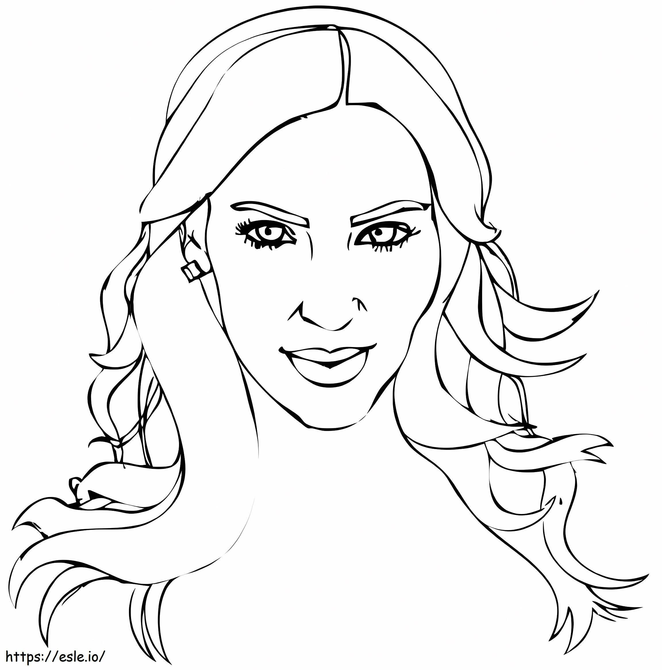Coloriage Kim Kardashian souriante à imprimer dessin