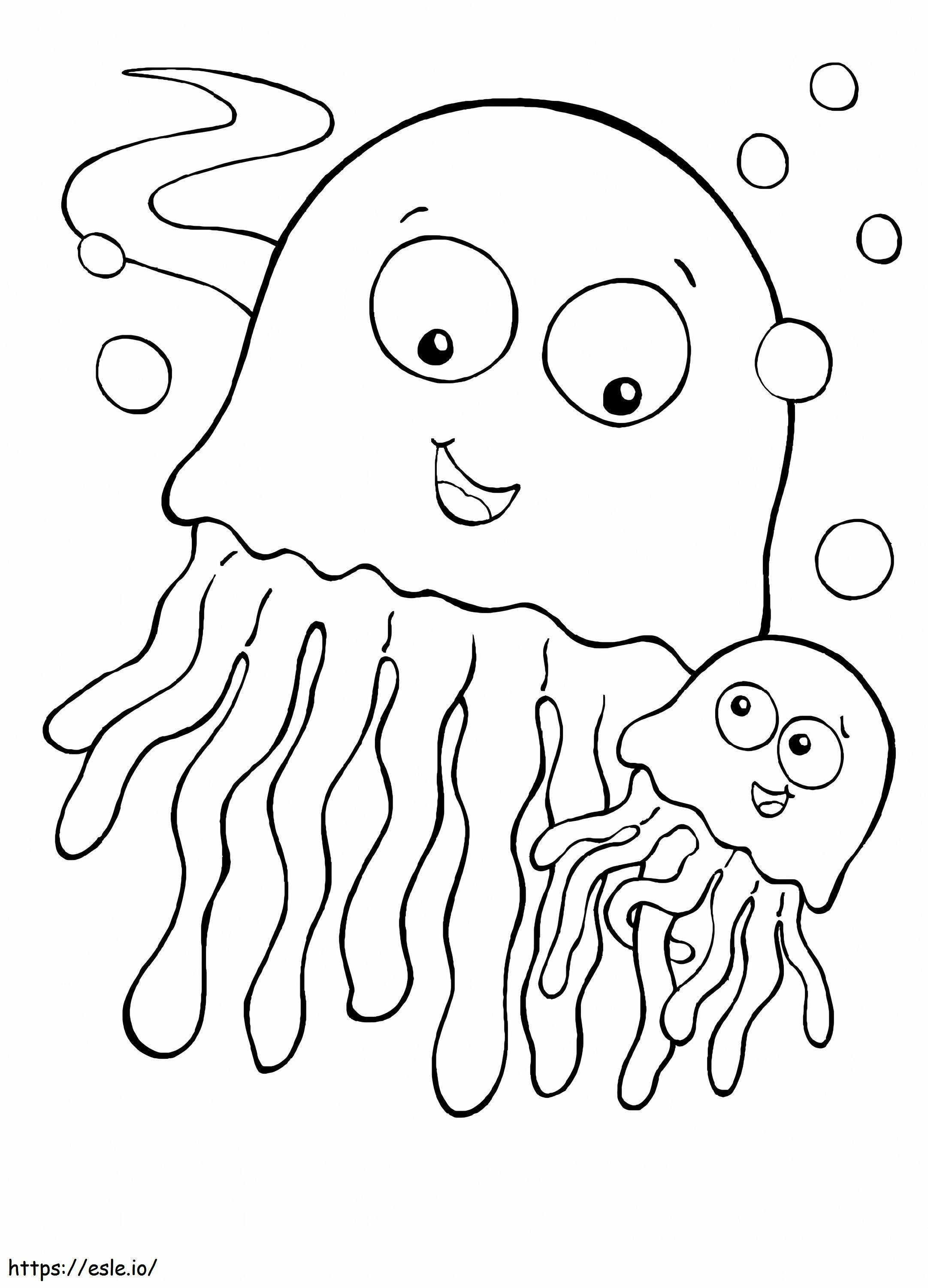 Mother And Son JellyFish coloring page