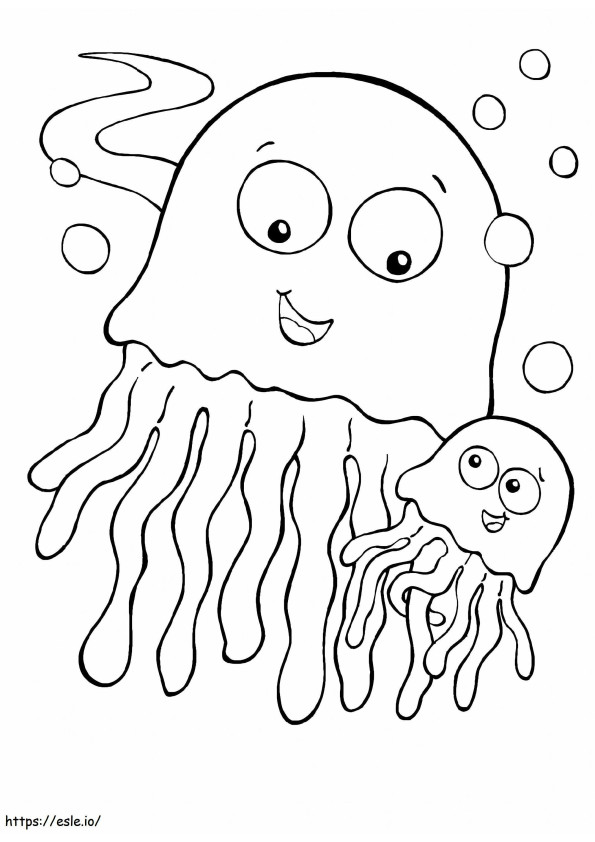 Mother And Son JellyFish coloring page