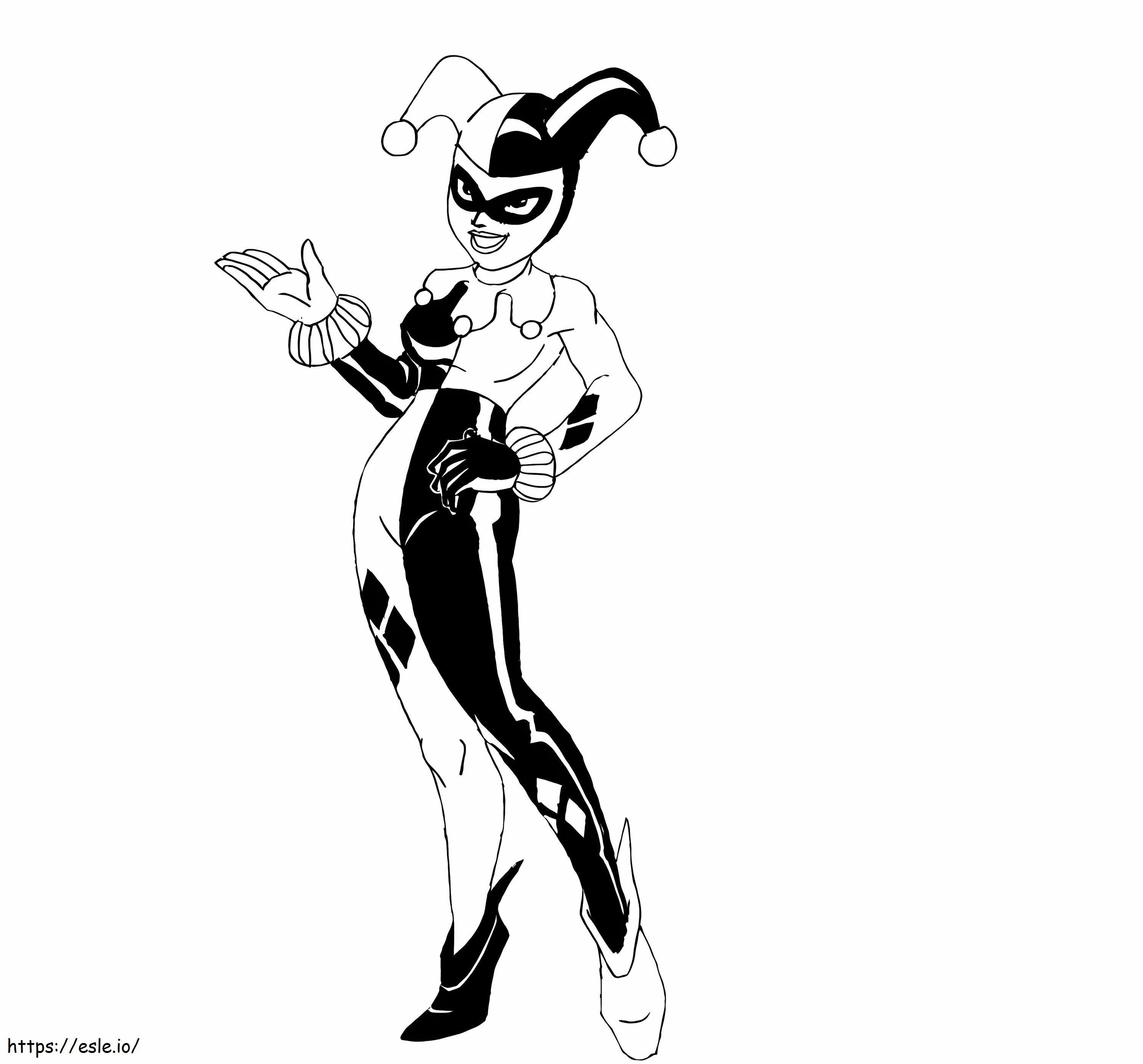 Harley Quinn în alb și negru de colorat