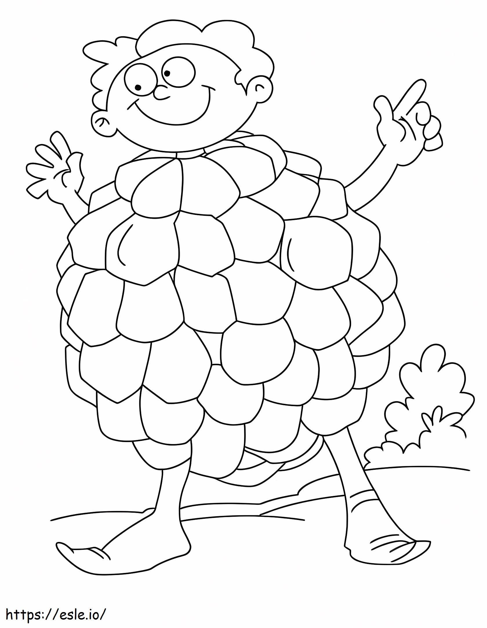 Boy Dressed As Custard Apple Coloring Page