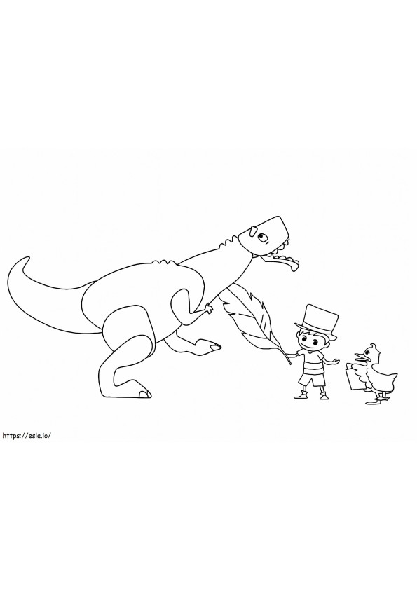 Zack And Quack And Dinosaur coloring page