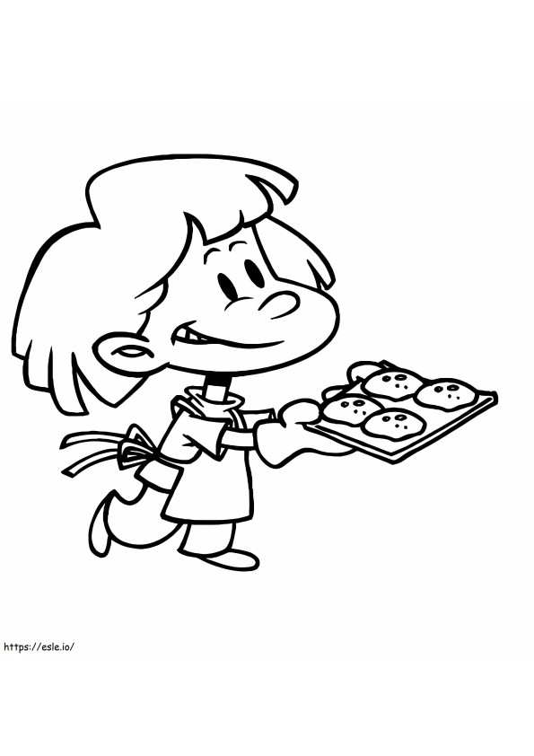 Fată cu prăjituri de colorat