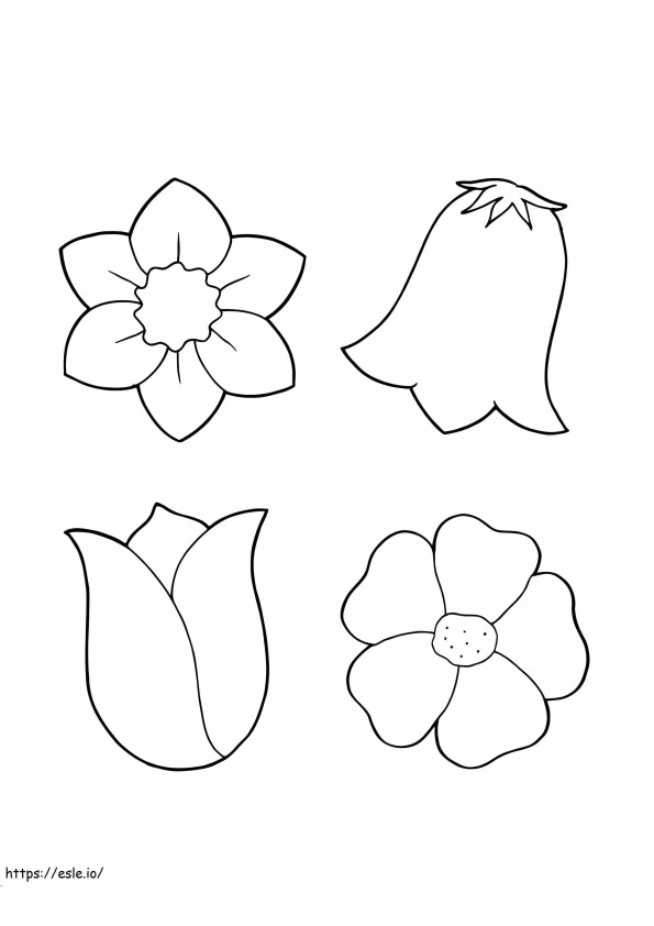 Druckbare einfache Blumen ausmalbilder