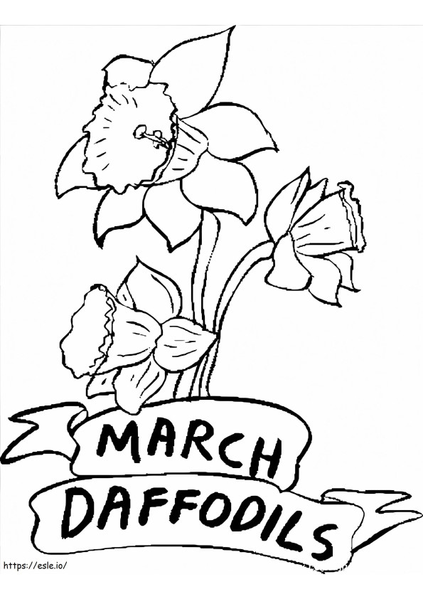 March Daffodils coloring page