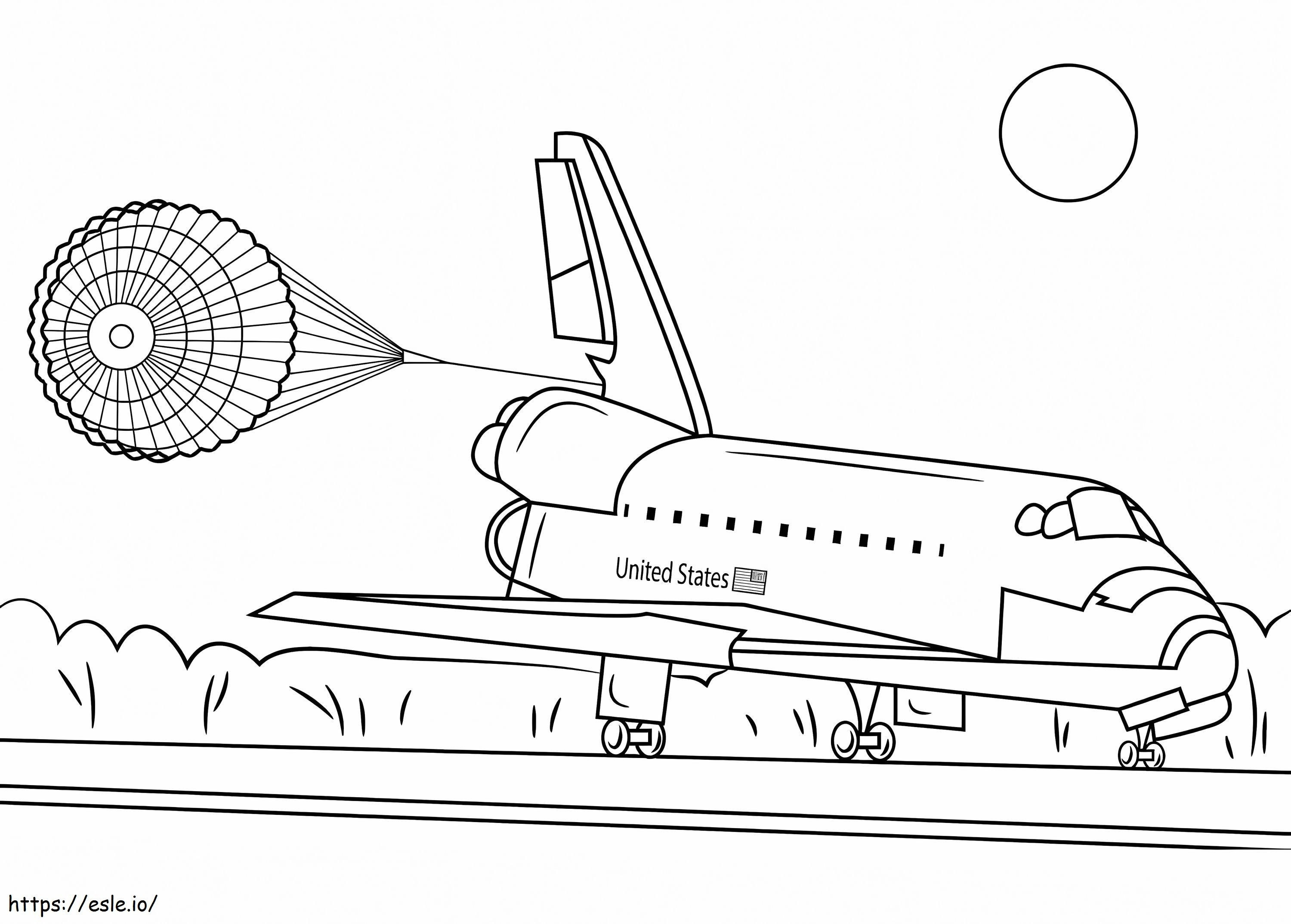 Coloriage Atterrissage de la navette spatiale Endeavour à imprimer dessin