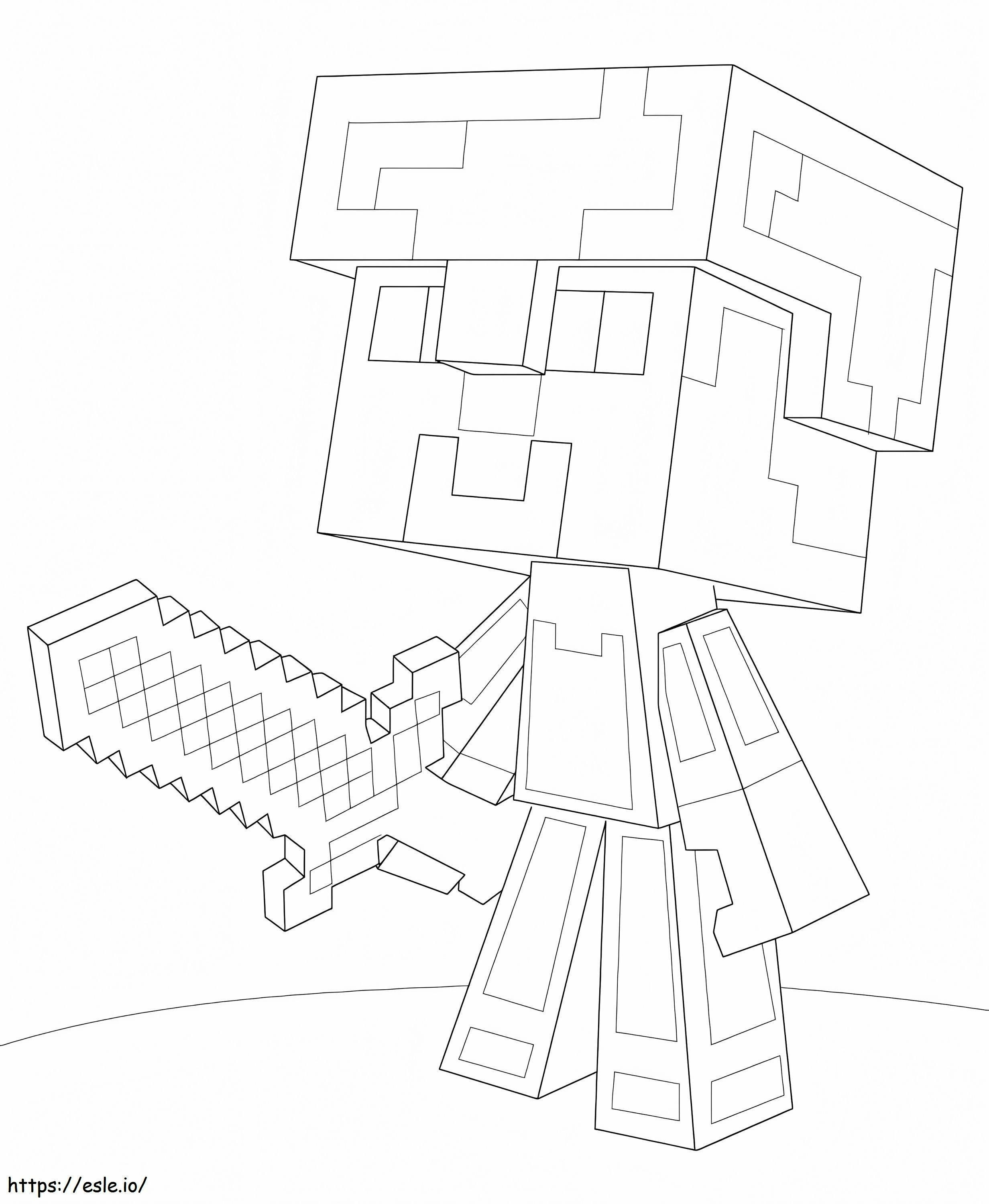 Mini Steve Minecraft de colorat