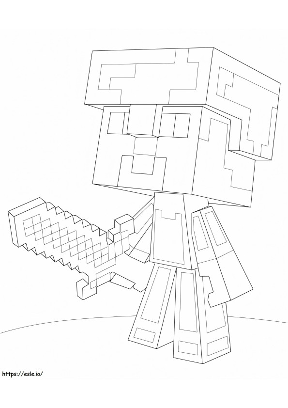 Mini Steve Minecraft da colorare