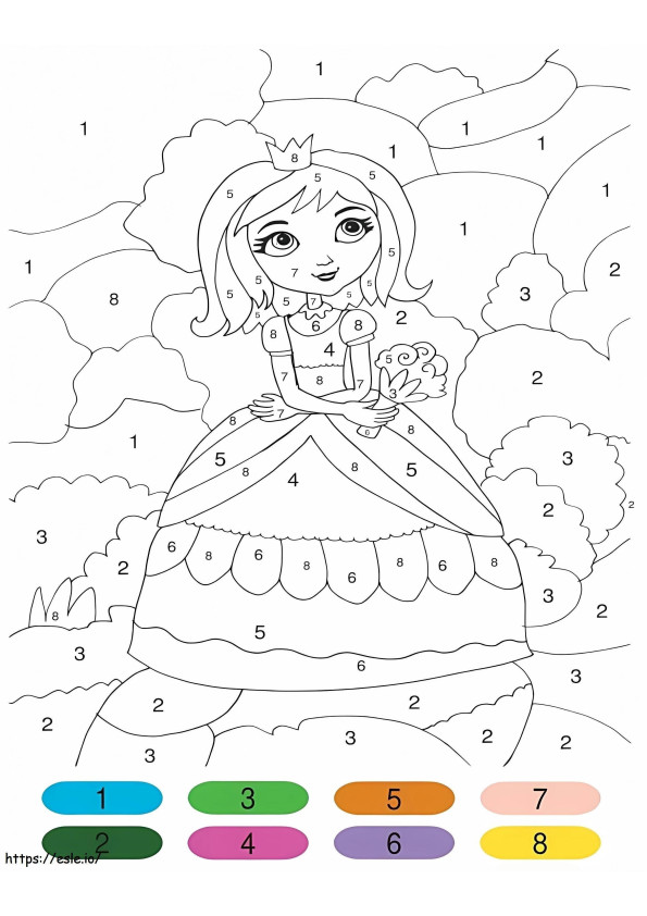 Happy Princess Color By Number coloring page