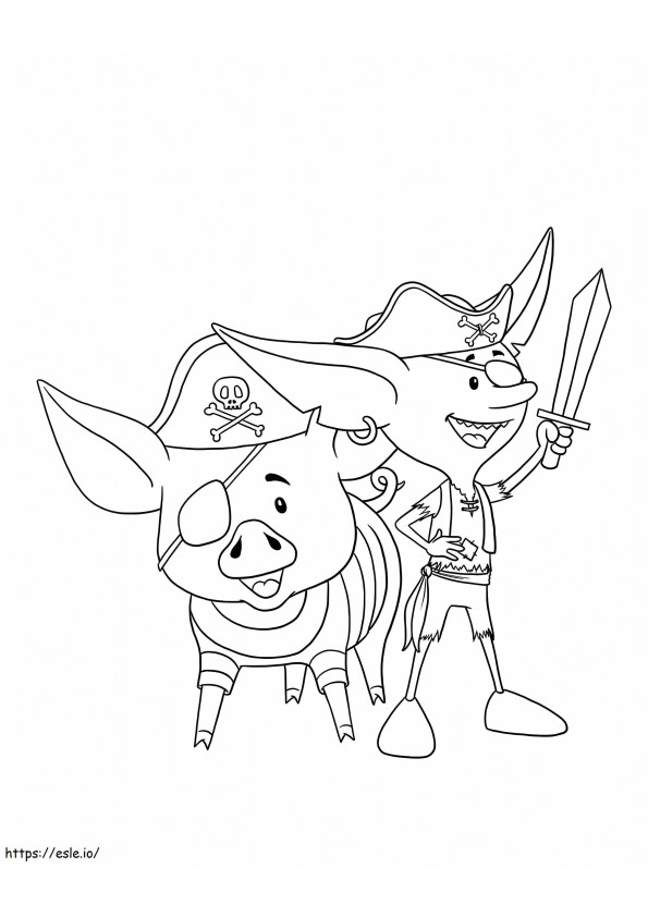 Leprechaun And Pig As Pirates coloring page