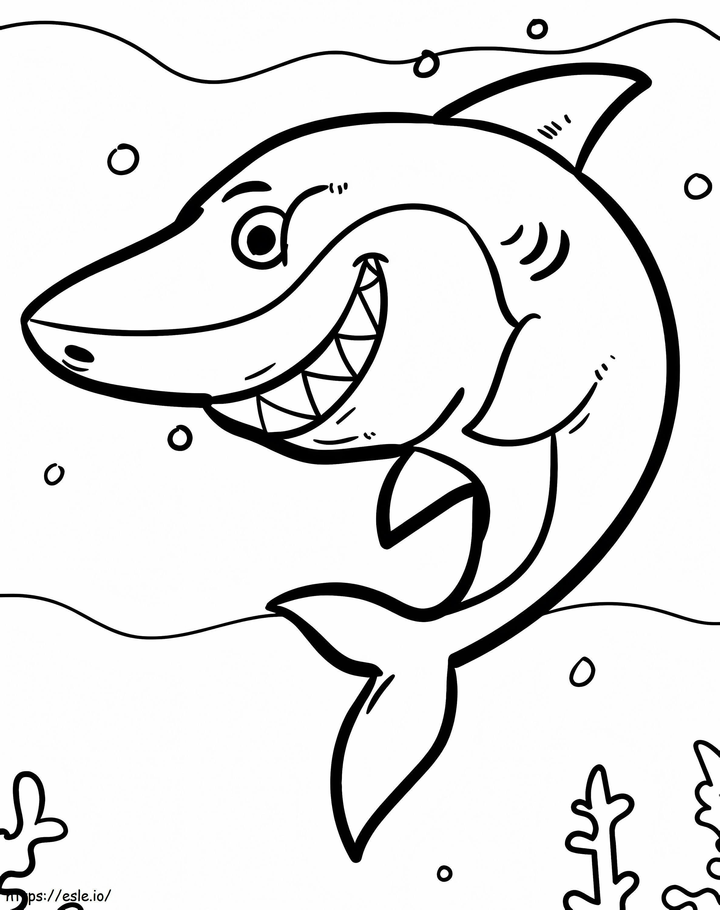 Tubarão sorrindo para colorir