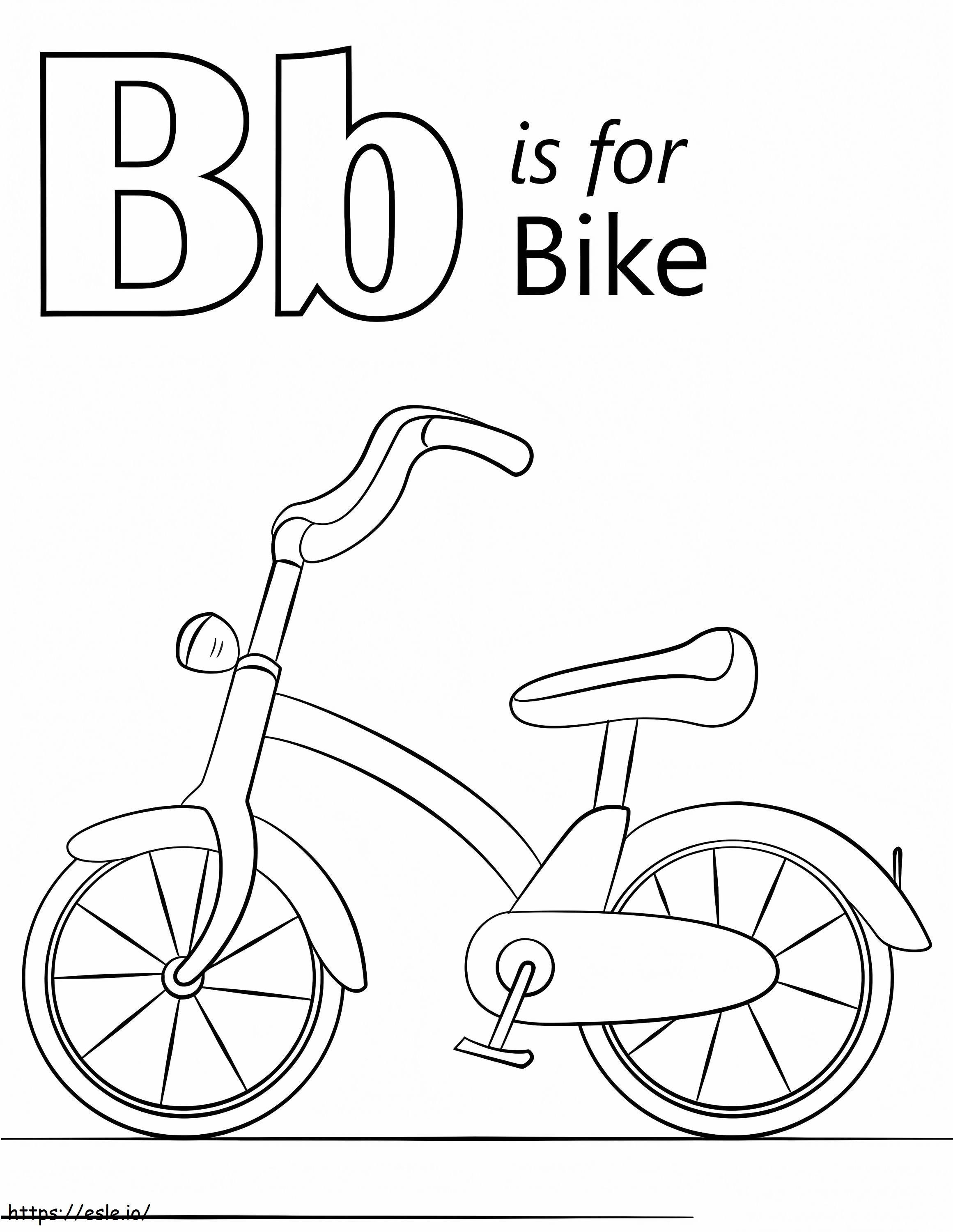 Lettera B della bicicletta da colorare