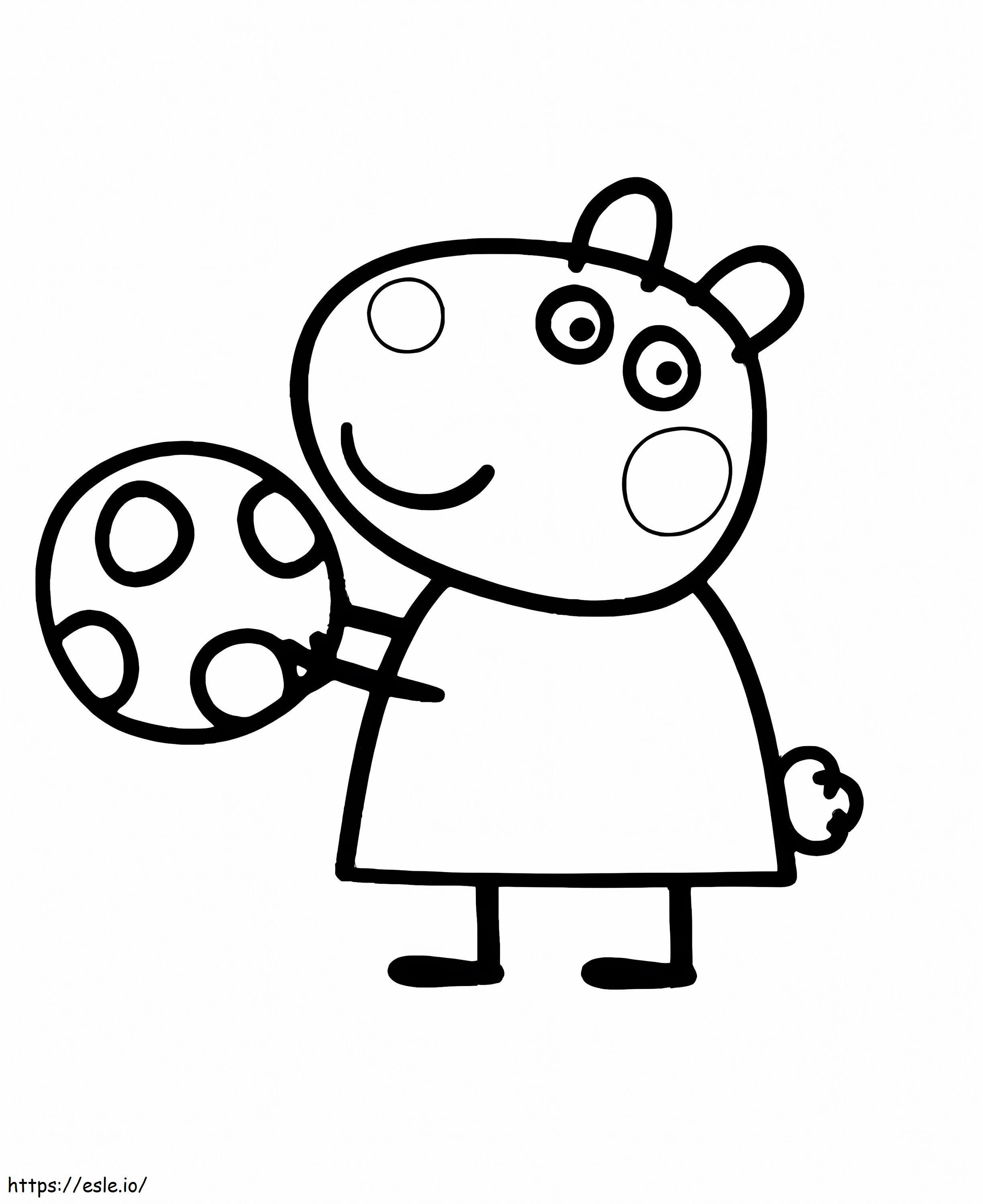 Suzy ovelha com uma bola para colorir