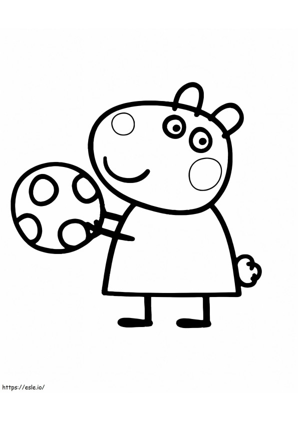 Suzy ovelha com uma bola para colorir