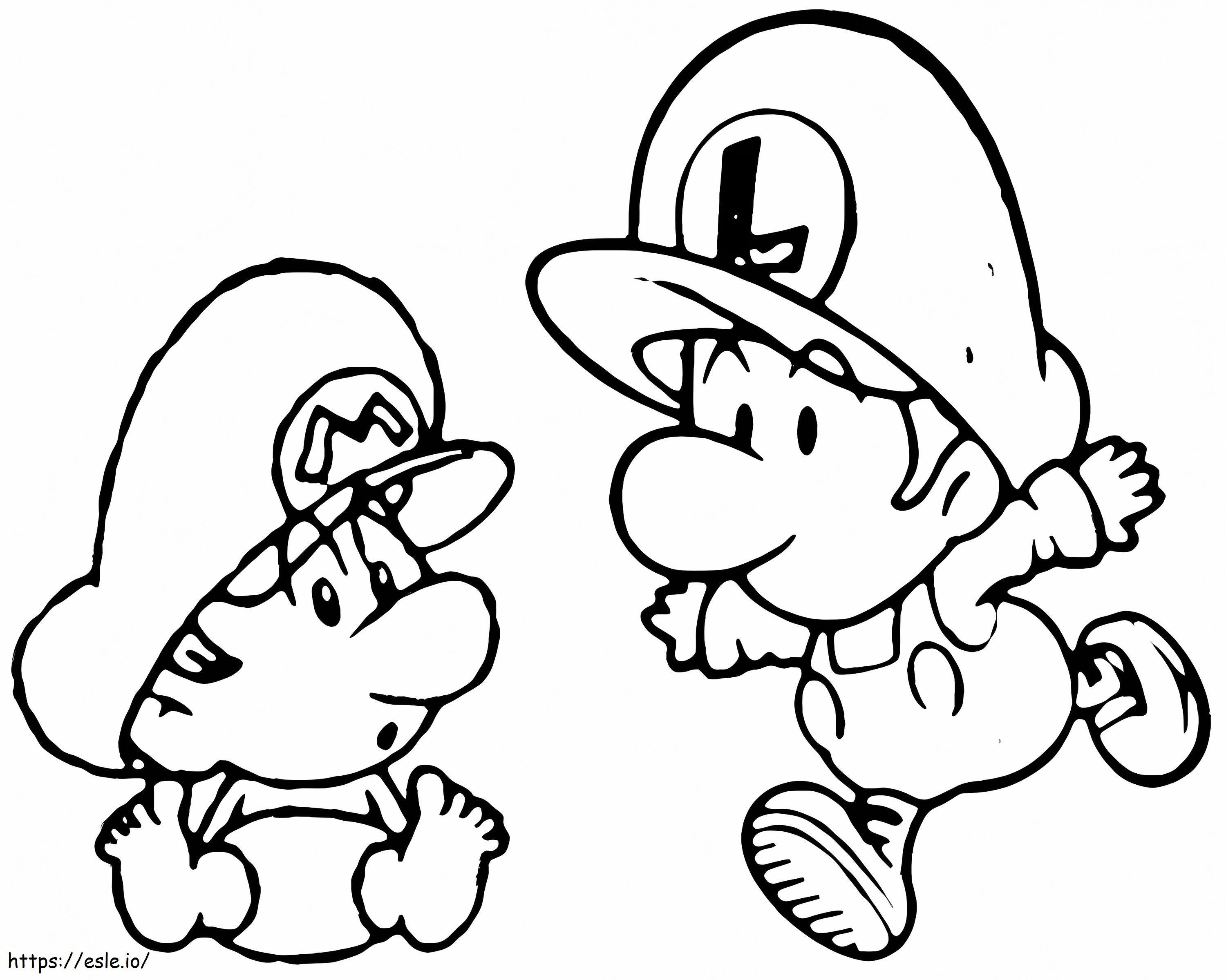 Mały Luigi i mały Mario kolorowanka