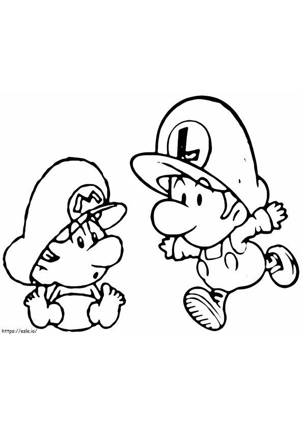 Coloriage Bébé Luigi et bébé Mario à imprimer dessin