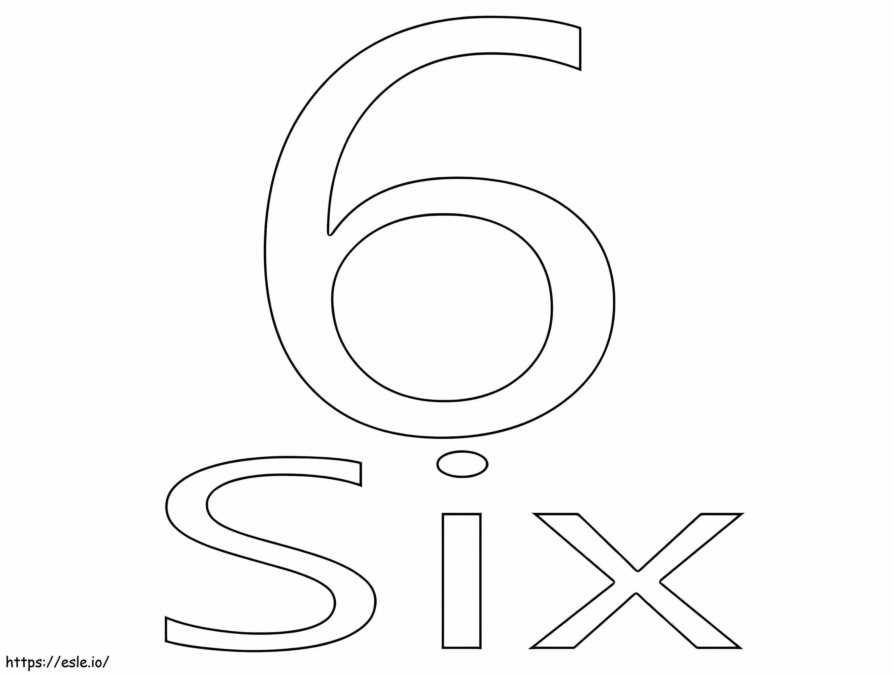 Printable Number Six coloring page