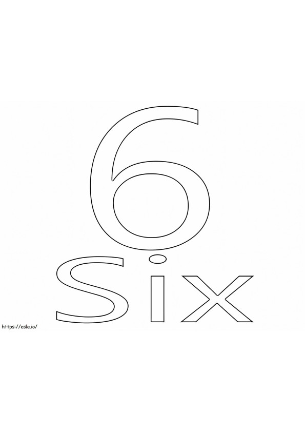 Printable Number Six coloring page