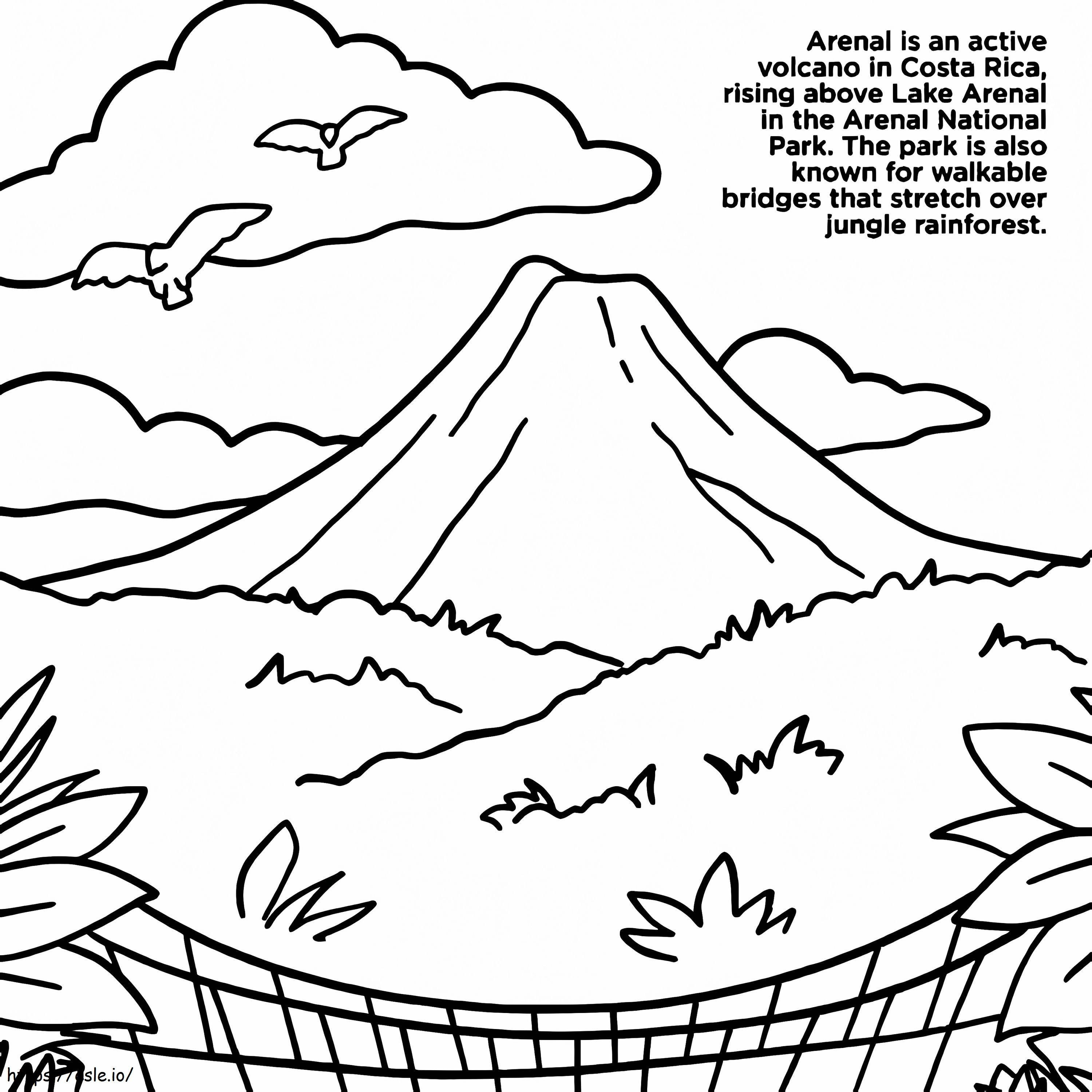 Coloriage Volcan Arenal à imprimer dessin