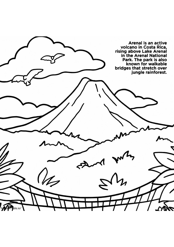 Arenal-vulkaan kleurplaat