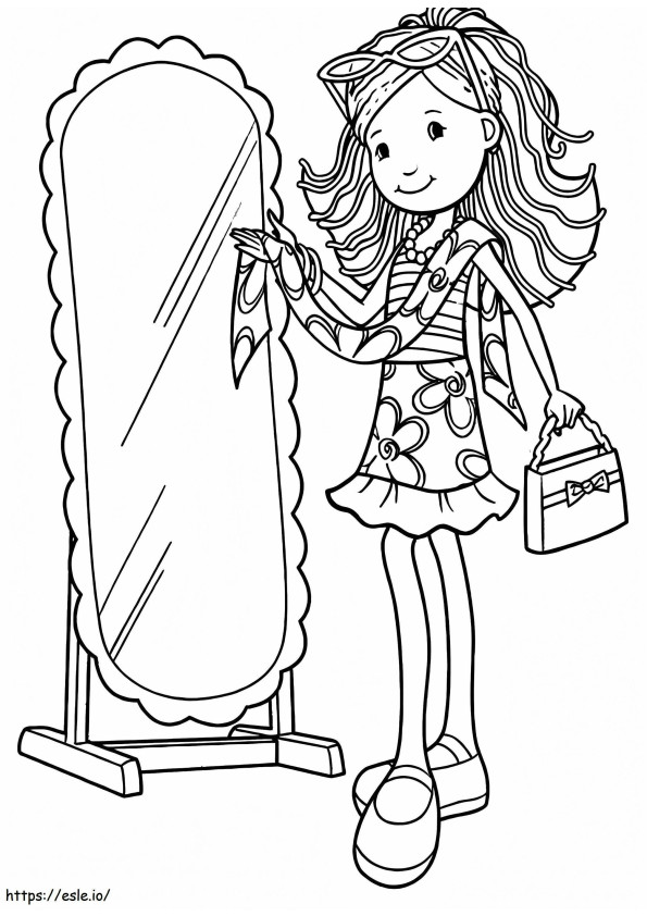 Girl And Mirror coloring page