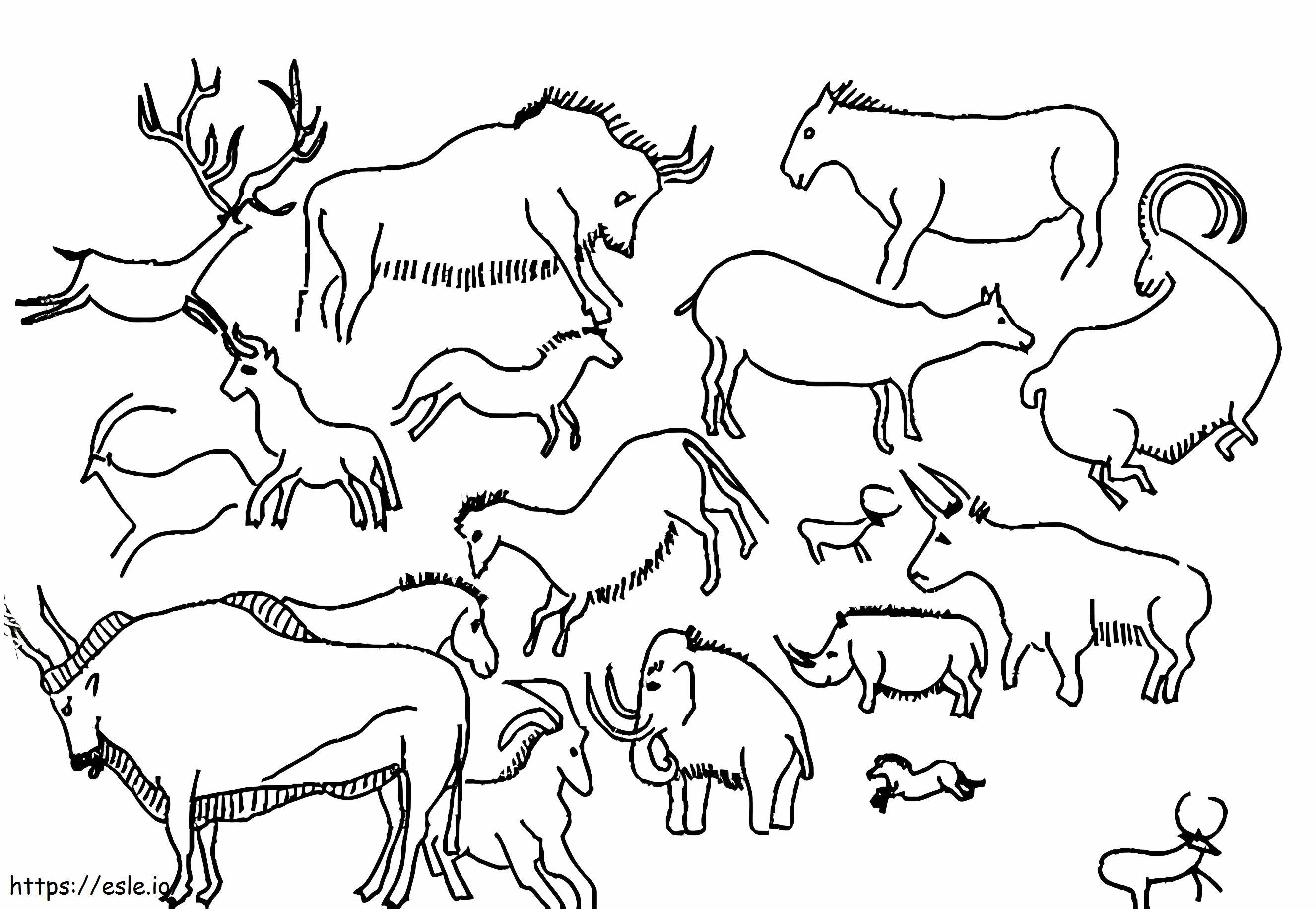 石器時代の動物 ぬりえ - 塗り絵