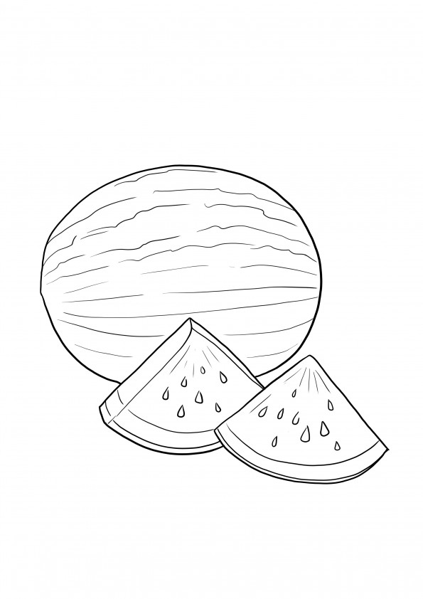 Watermelon image to download and color free