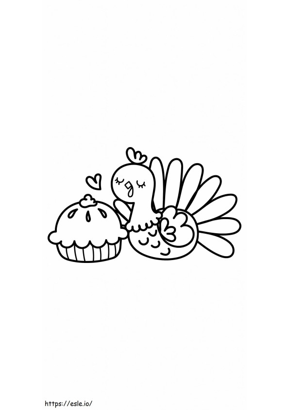 Cupcake And White Turkeys coloring page